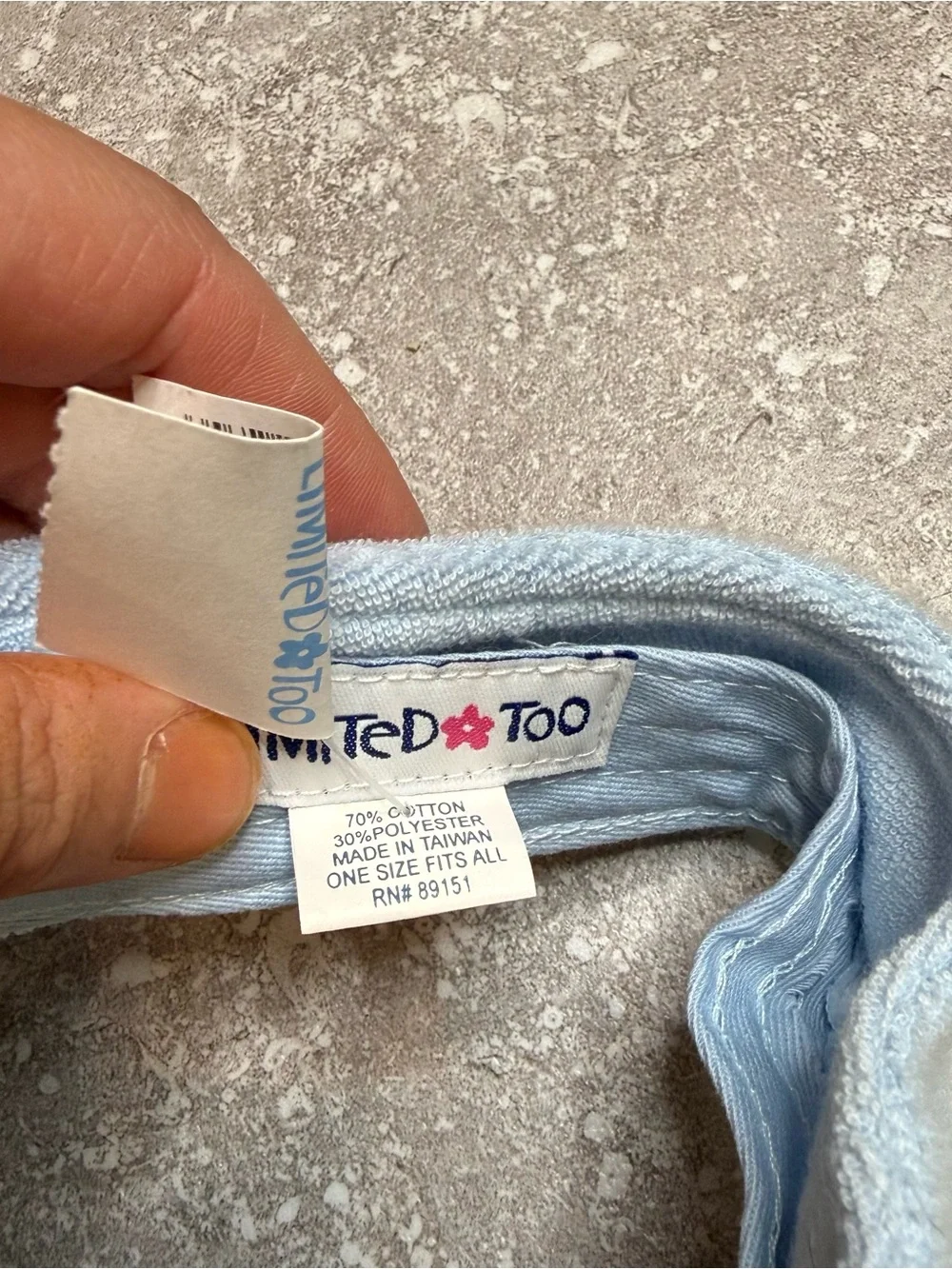 Vintage Y2K deadstock Limited Too Terrycloth Visor Initial M Embellishment blue